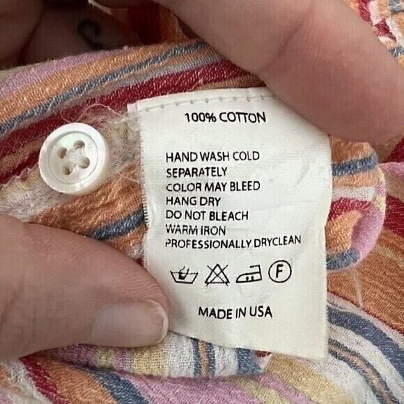 Engineered Garments FWK Women Tunic Size 2 Colorful Stripe Cotton Long Sleeve US - Picture 3 of 8